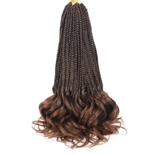 Curly Crochet Hair Box Braids - 14 Inch Pre Looped French Curl Braiding Hair - T30 Black Brown Crochet Box Braids Extensions
