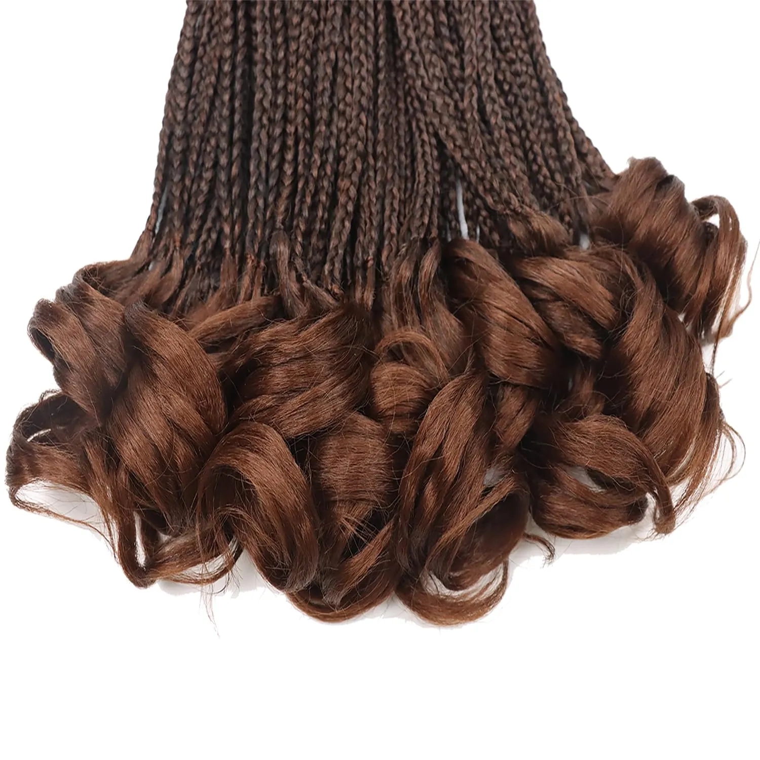 Curly Crochet Hair Box Braids - 14 Inch Pre Looped French Curl Braiding Hair - T30 Black Brown Crochet Box Braids Extensions
