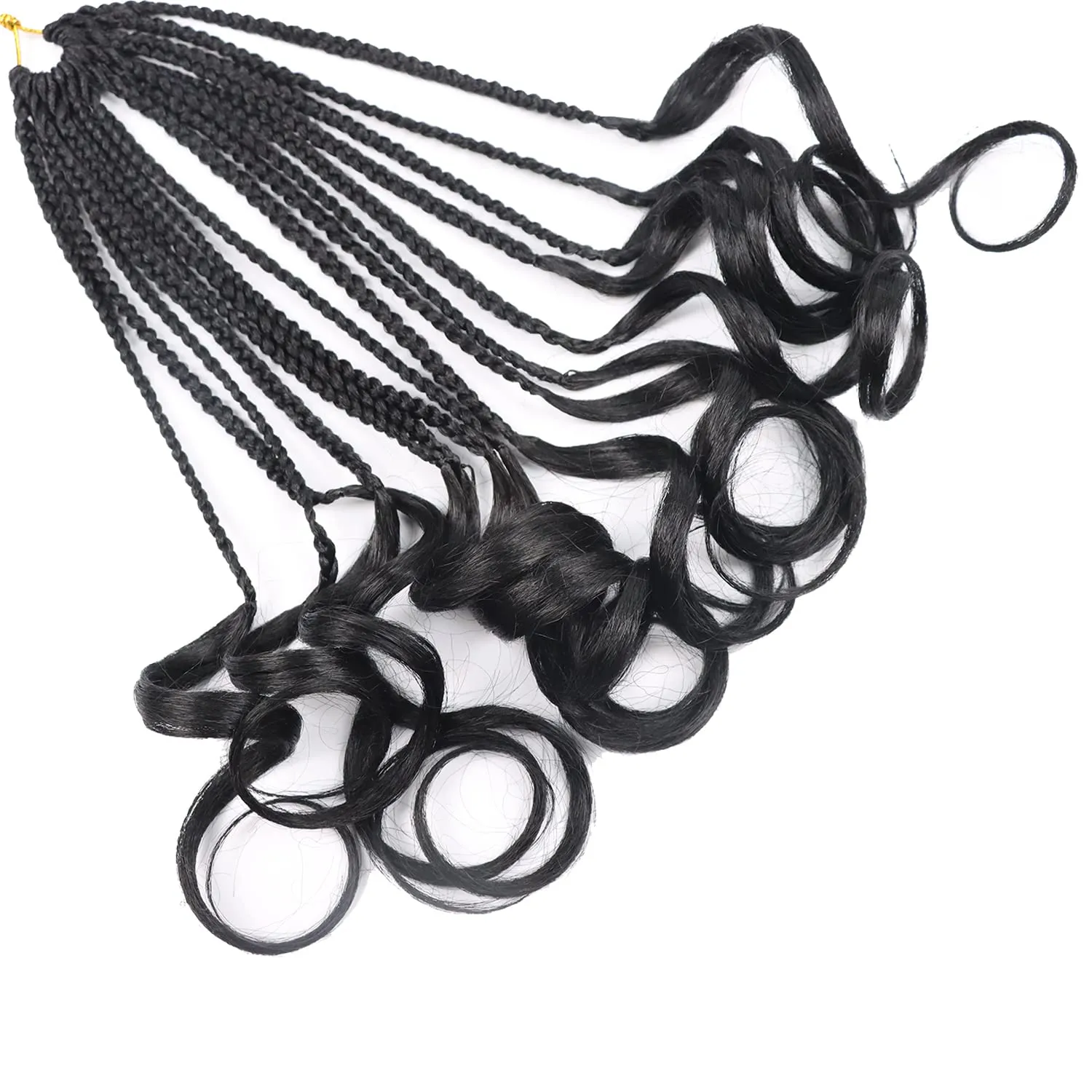 Curly Crochet Hair for Women Goddess Box Braids Crochet Hair Pre Looped French Curl Braiding Hair Crochet Braids 14 Inch 7 Packs French Curls Braids Layered Knotless Hair Extensions(1B)