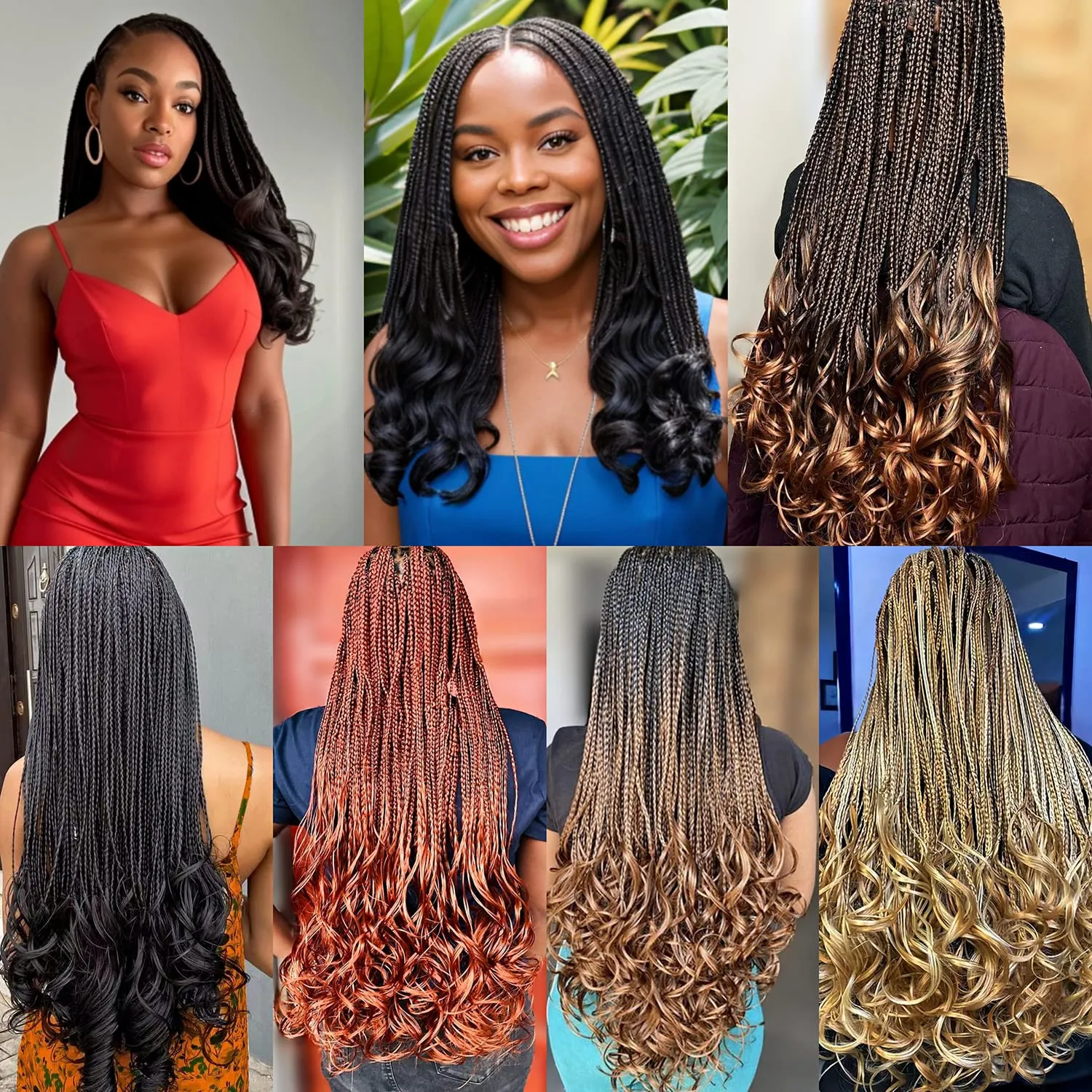 Curly Crochet Hair for Women Goddess Box Braids Crochet Hair Pre Looped French Curl Braiding Hair Crochet Braids 14 Inch 7 Packs French Curls Braids Layered Knotless Hair Extensions(1B)