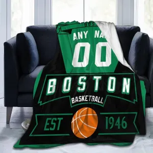 Custom Basketball Throw Blankets Personalized Ultra-Soft Micro Fleece Blankets with Name Numbers for Fans Gifts