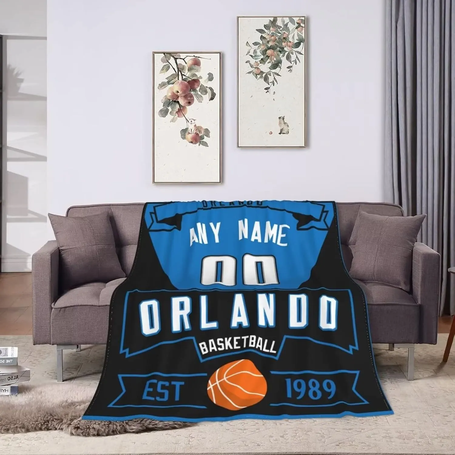 Custom Basketball Throw Blankets Personalized Ultra-Soft Micro Fleece Blankets with Name Numbers for Fans Gifts