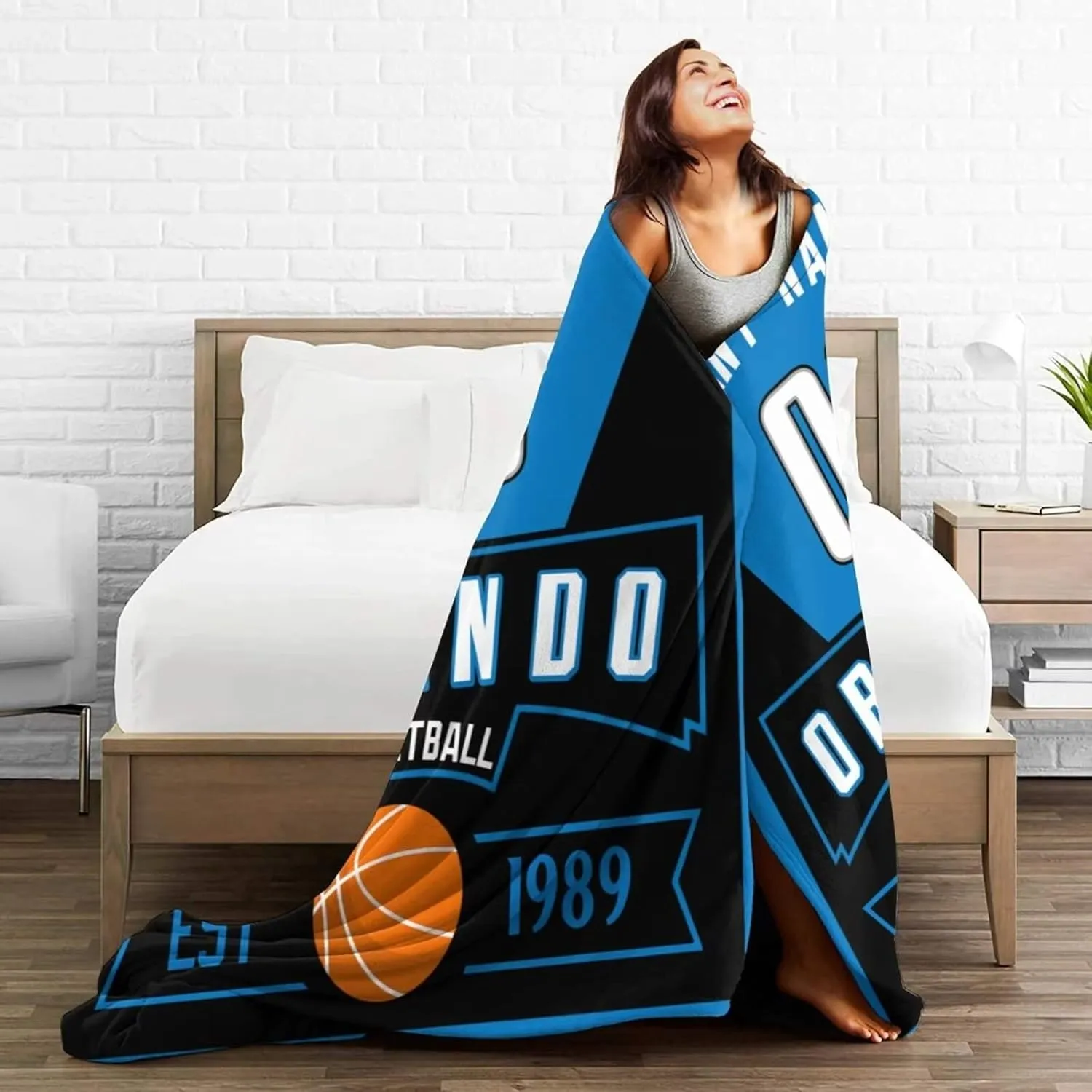 Custom Basketball Throw Blankets Personalized Ultra-Soft Micro Fleece Blankets with Name Numbers for Fans Gifts