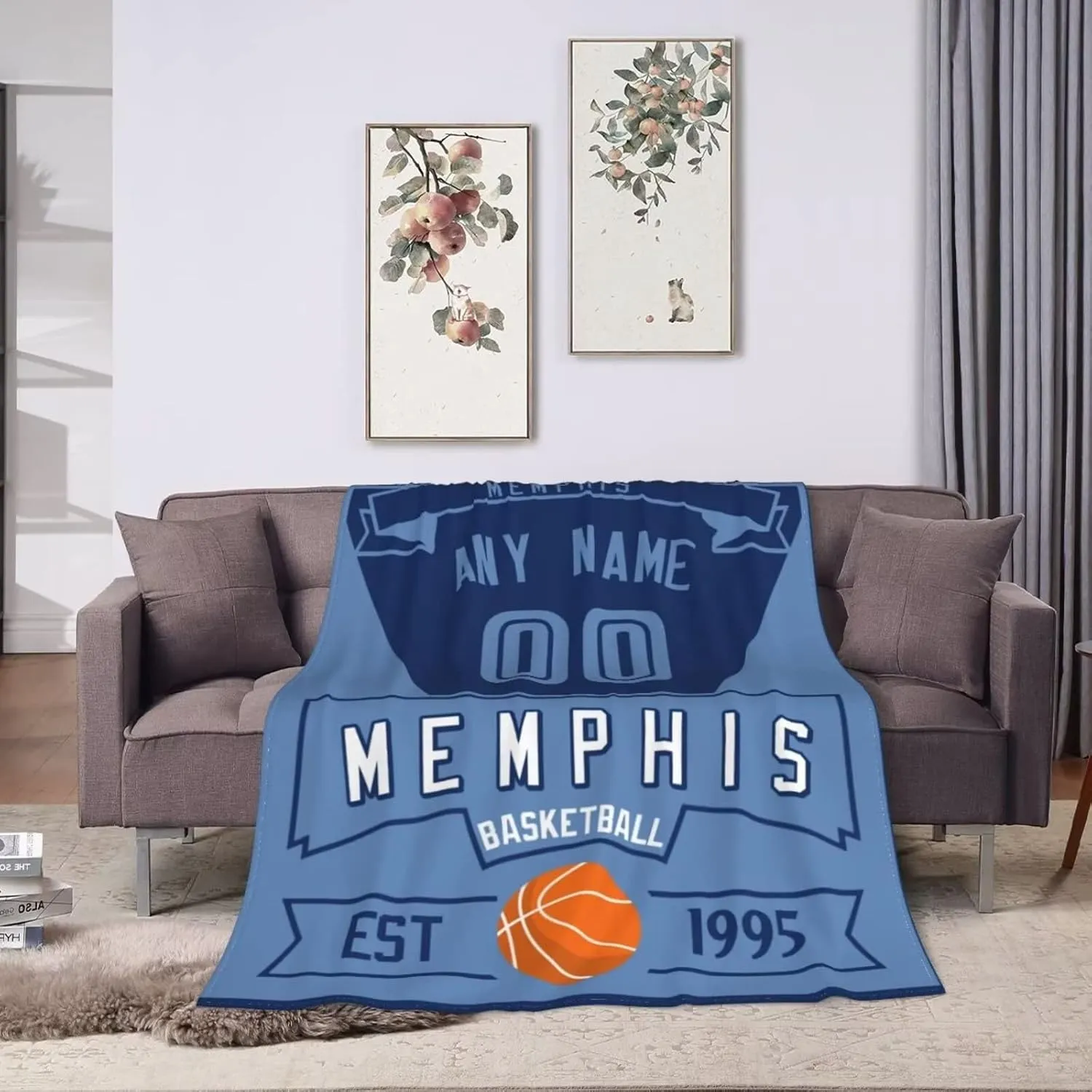 Custom Basketball Throw Blankets Personalized Ultra-Soft Micro Fleece Blankets with Name Numbers for Fans Gifts