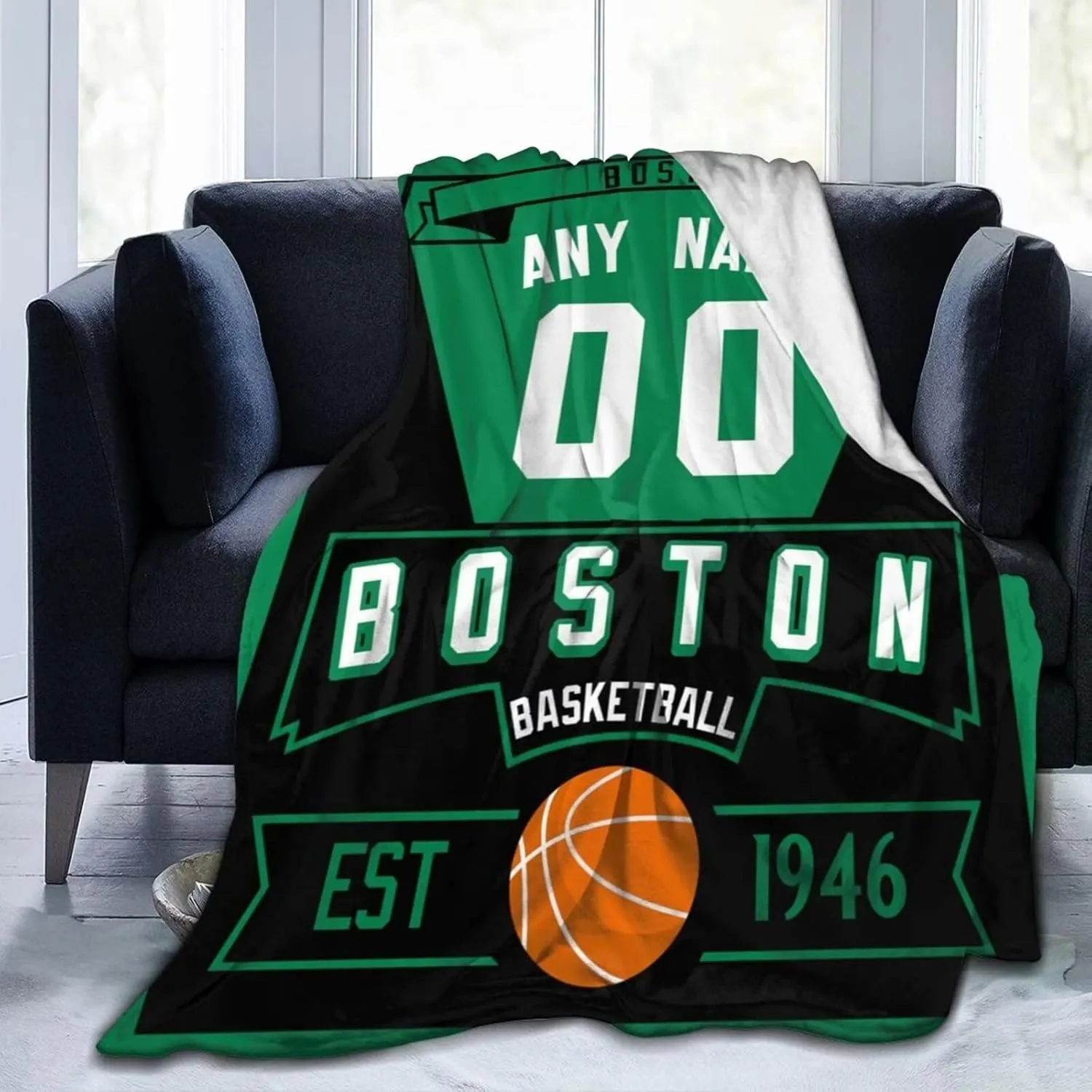 Custom Basketball Throw Blankets Personalized Ultra-Soft Micro Fleece Blankets with Name Numbers for Fans Gifts