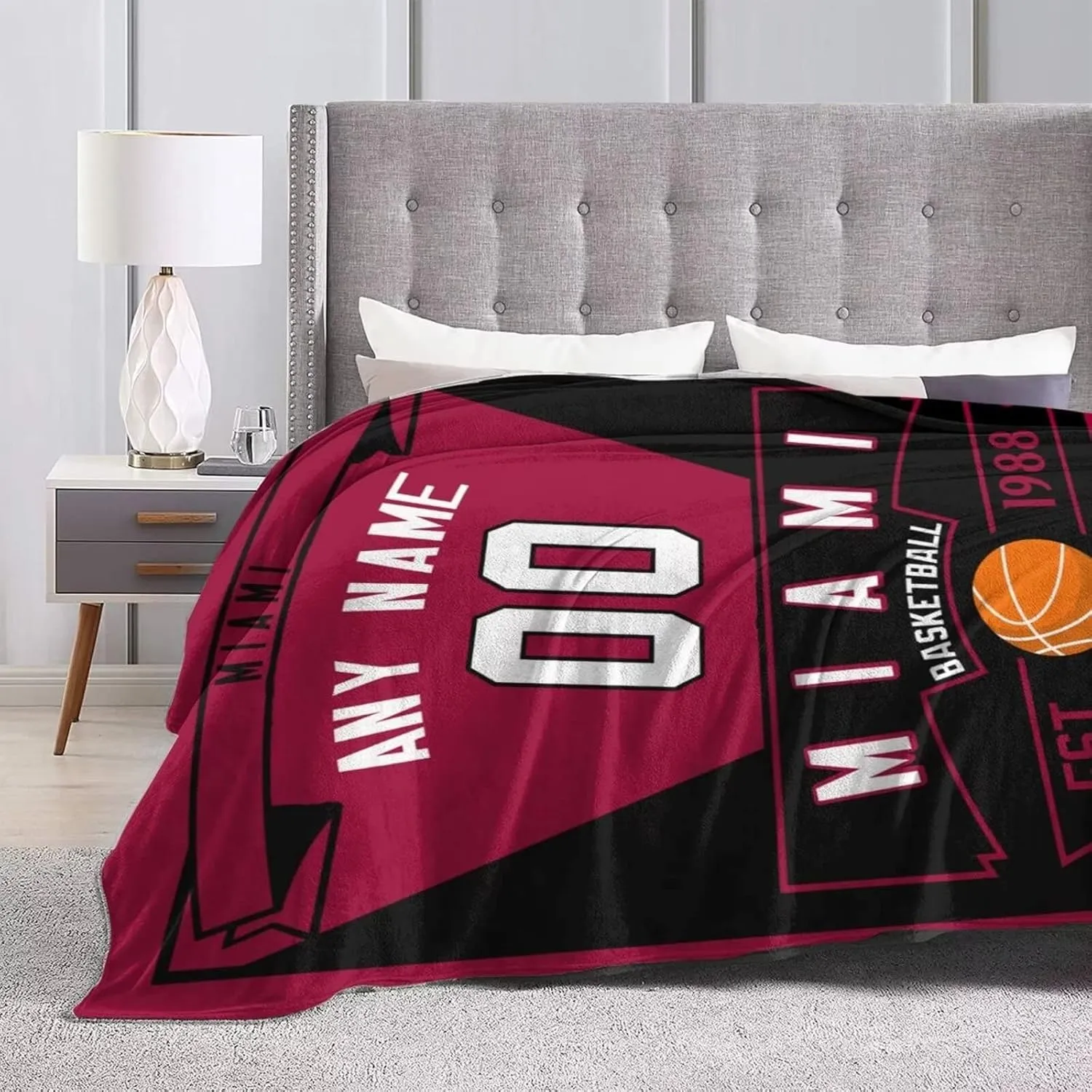 Custom Basketball Throw Blankets Personalized Ultra-Soft Micro Fleece Blankets with Name Numbers for Fans Gifts