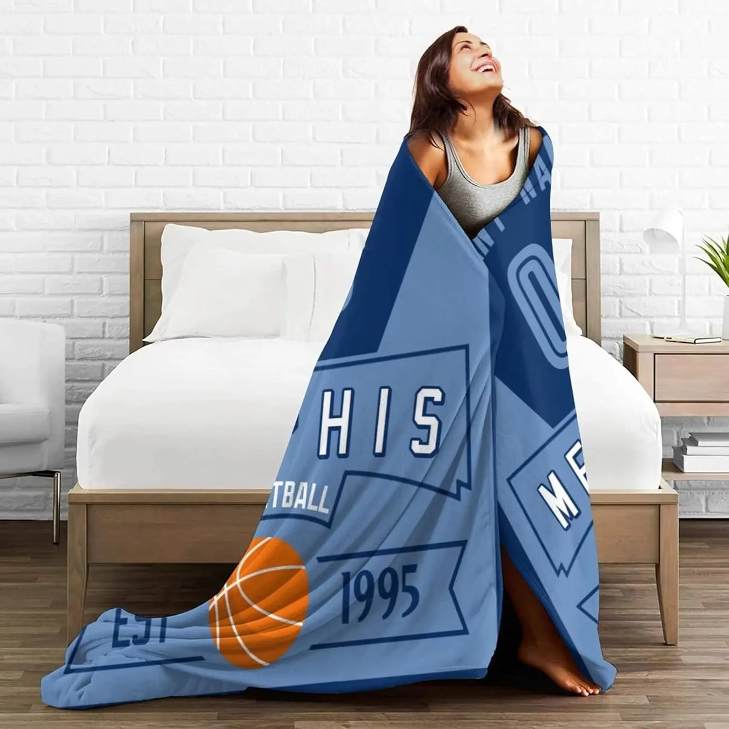 Custom Basketball Throw Blankets Personalized Ultra-Soft Micro Fleece Blankets with Name Numbers for Fans Gifts