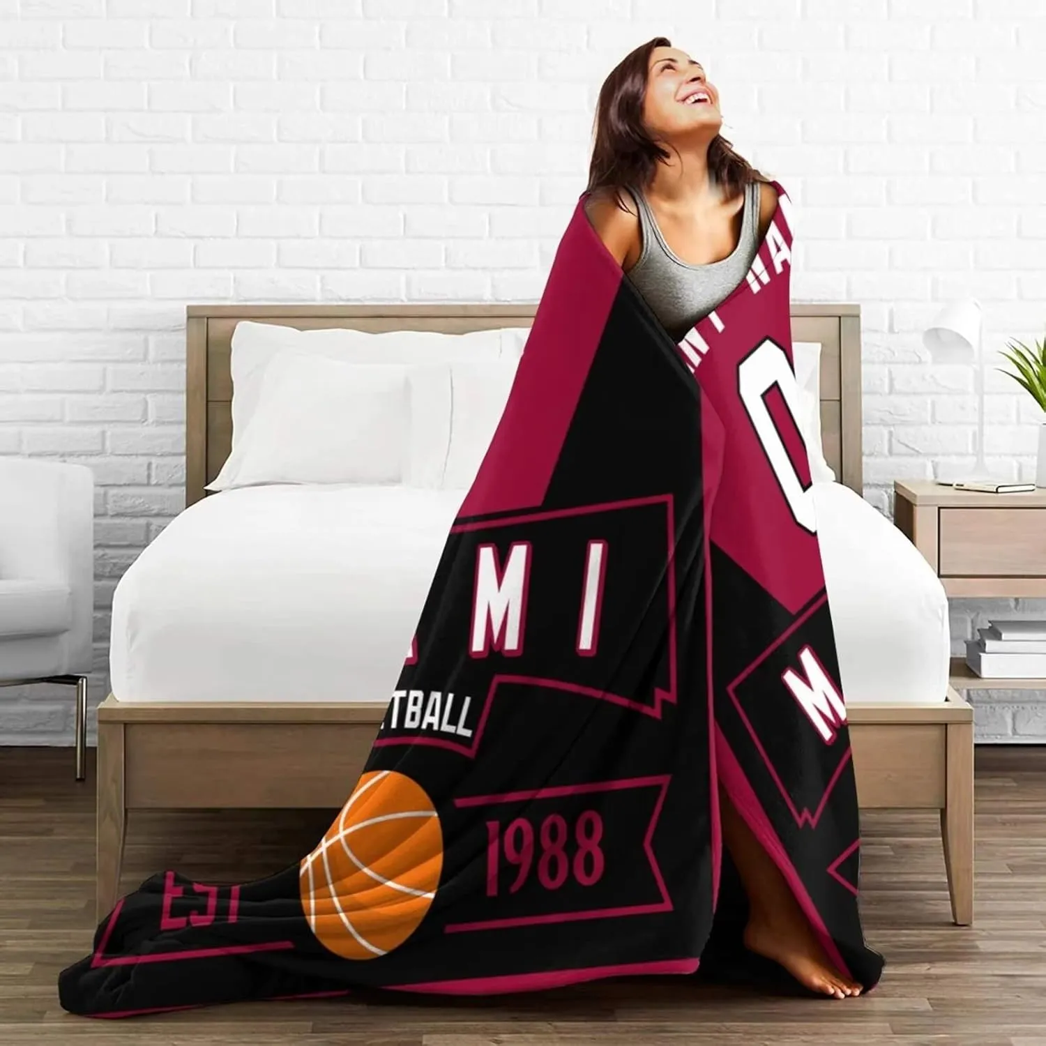 Custom Basketball Throw Blankets Personalized Ultra-Soft Micro Fleece Blankets with Name Numbers for Fans Gifts