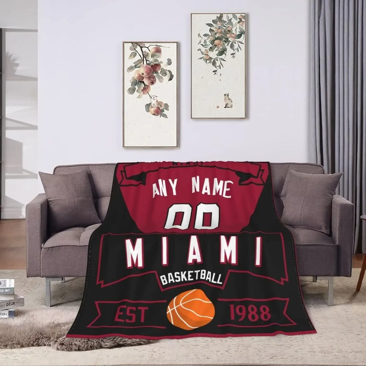 Custom Basketball Throw Blankets Personalized Ultra-Soft Micro Fleece Blankets with Name Numbers for Fans Gifts