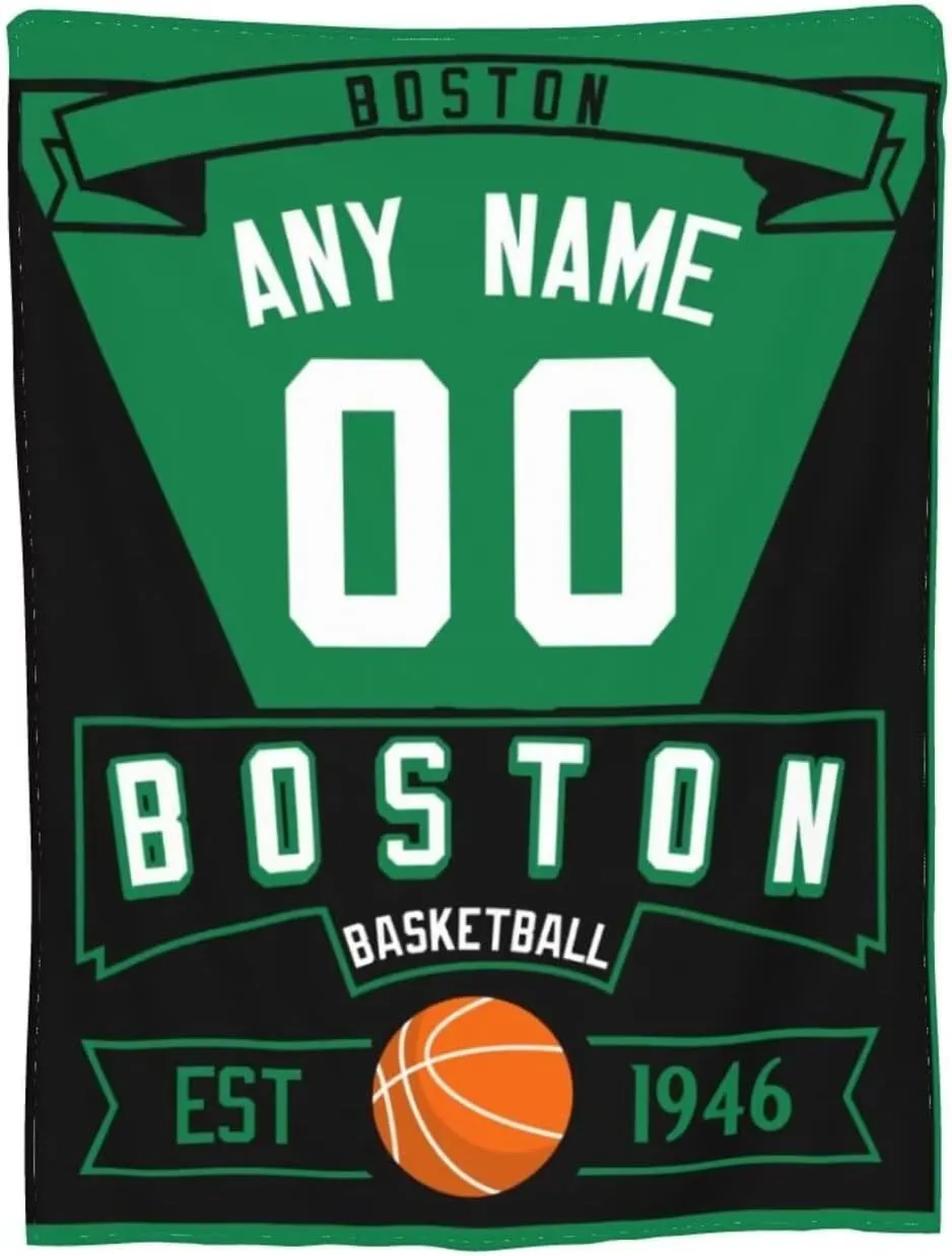 Custom Basketball Throw Blankets Personalized Ultra-Soft Micro Fleece Blankets with Name Numbers for Fans Gifts