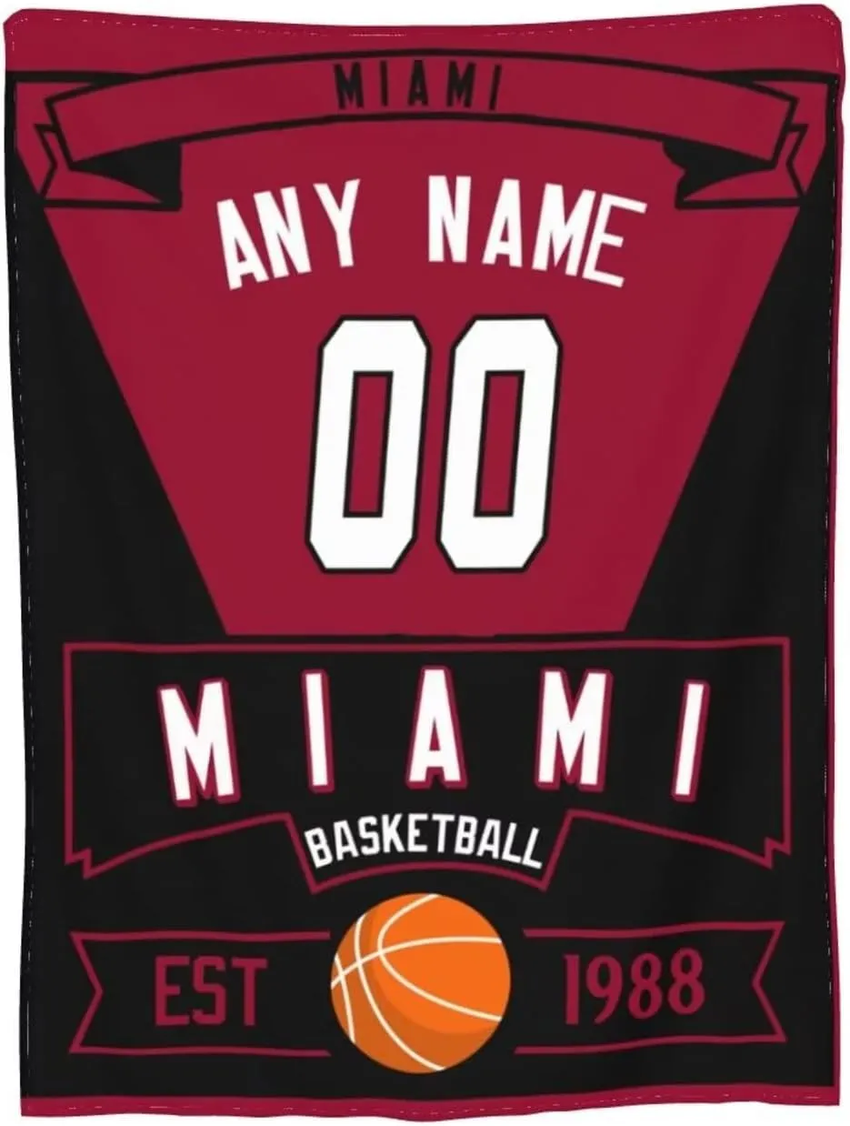 Custom Basketball Throw Blankets Personalized Ultra-Soft Micro Fleece Blankets with Name Numbers for Fans Gifts
