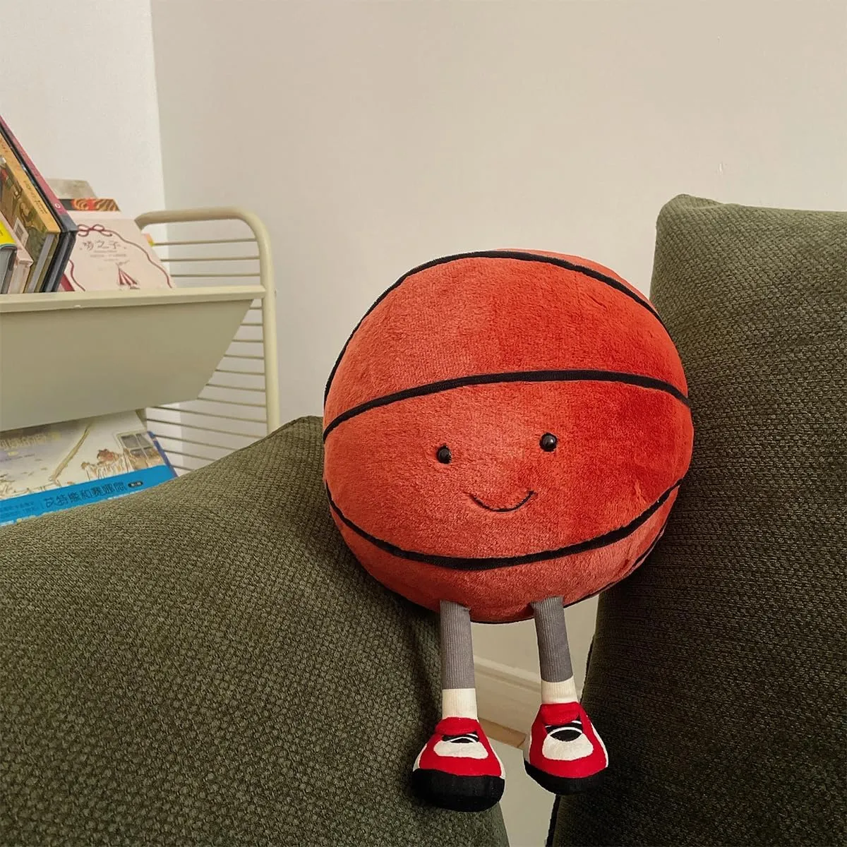 Cute Basketball Stuffed Animal Funny Basketball Gift, Soft Ball Plush with Legs Adorable Sports Throw Pillow for Boys Girls Room Decor