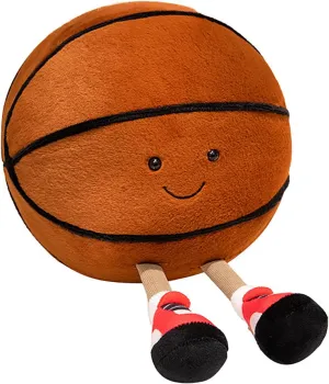 Cute Basketball Stuffed Animal Funny Basketball Gift, Soft Ball Plush with Legs Adorable Sports Throw Pillow for Boys Girls Room Decor