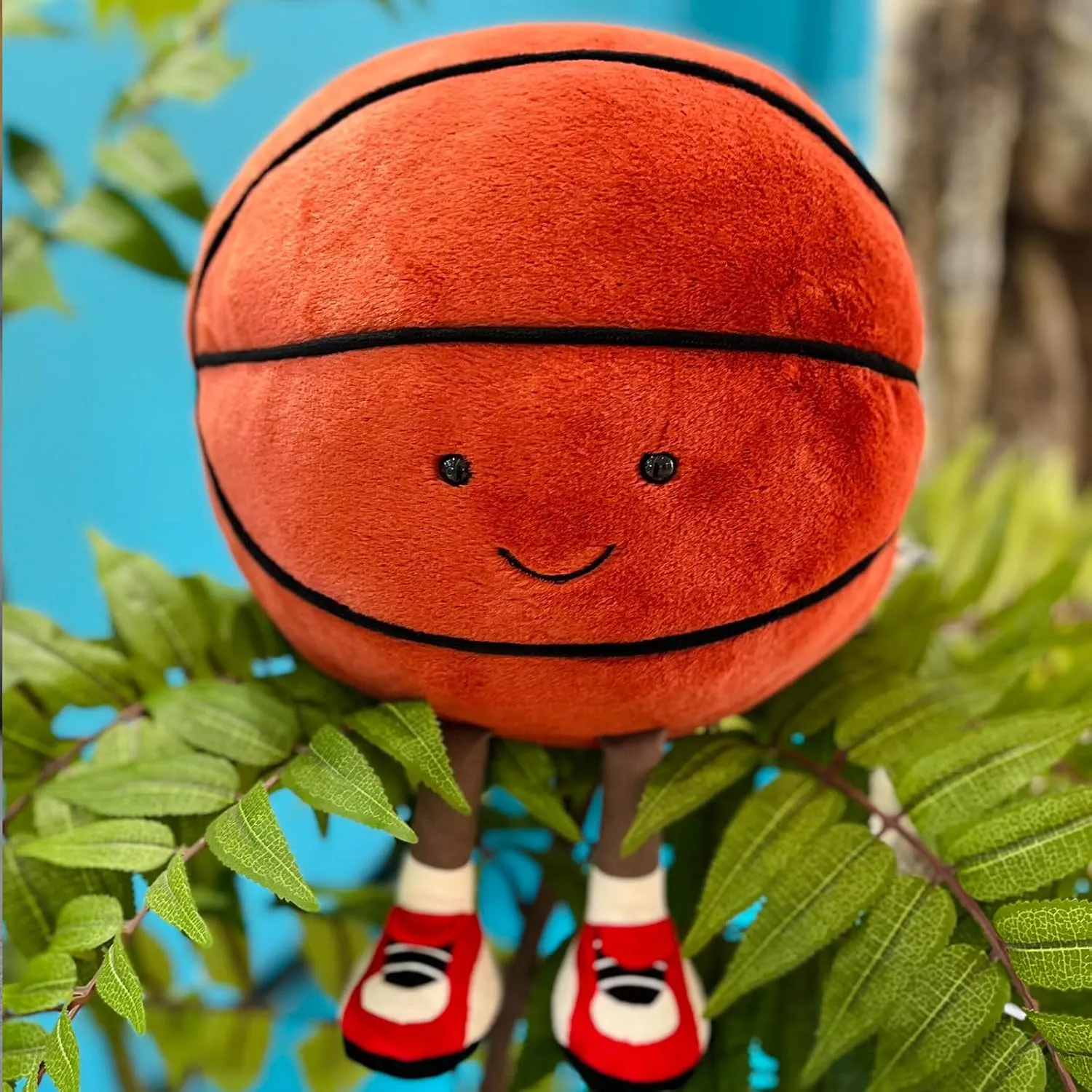 Cute Basketball Stuffed Animal Funny Basketball Gift, Soft Ball Plush with Legs Adorable Sports Throw Pillow for Boys Girls Room Decor