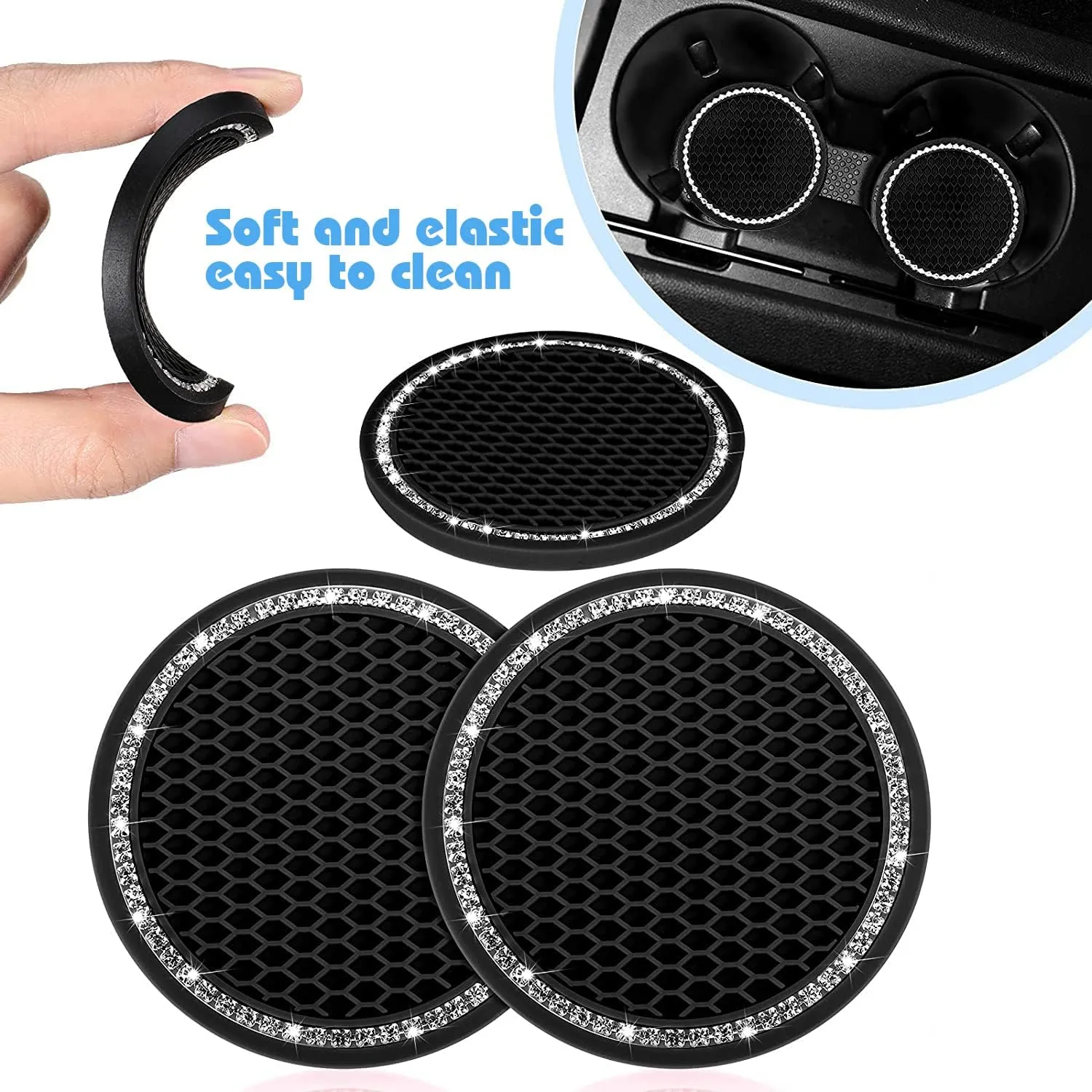 Cute Fluffy Steering Wheel Cover Set for Women, YUNXNYC 1 Set 8 Pieces Fluffy Car Accessories Set Soft Fuzz Handbrake Cover Gear Shift Cover Fur Seat Belt Shoulder Pads Furry Ball Key Chain (Black)