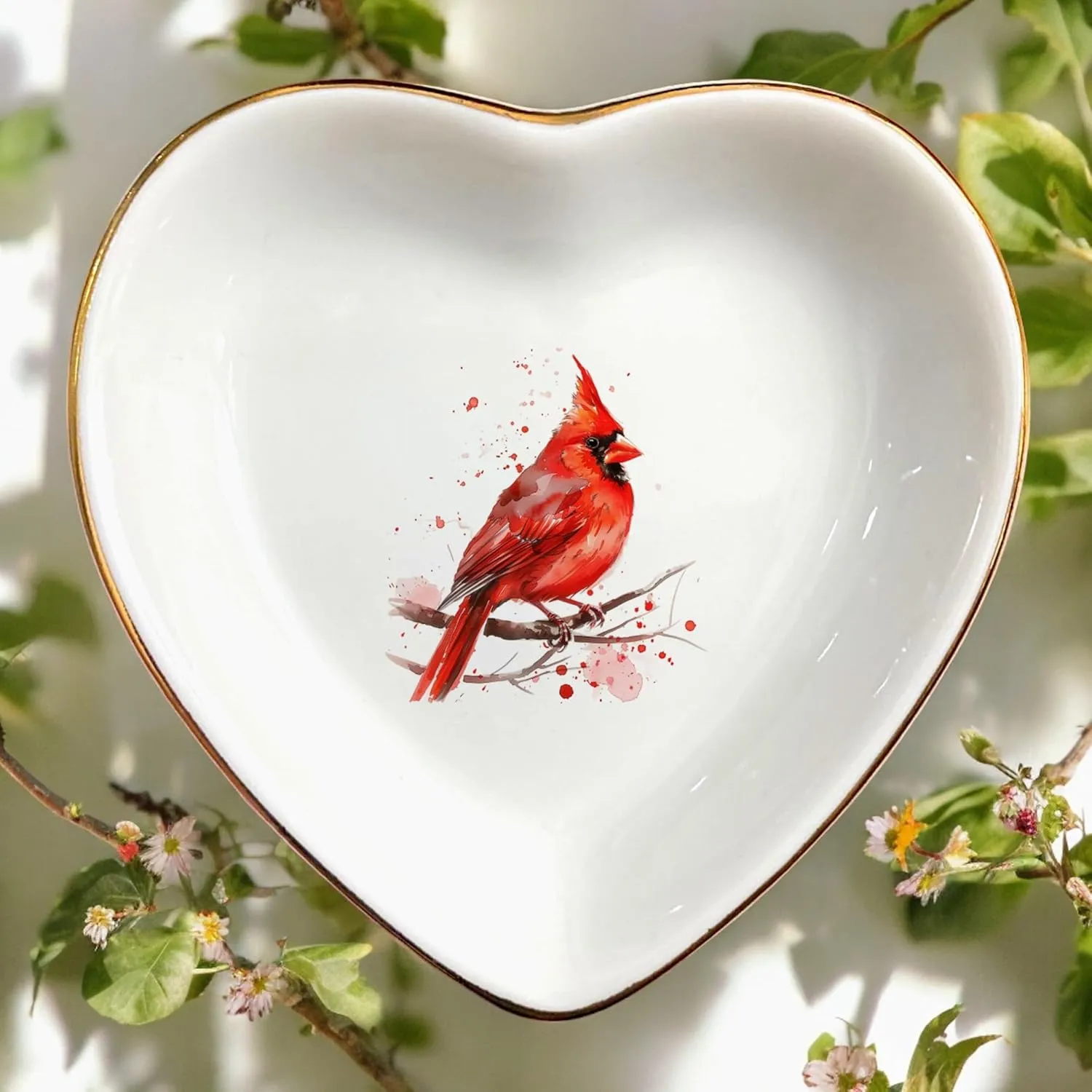 Cute Nature Animal Ring Dish - Jewelry Holder - Decorative Trinket Tray - Gifts for Animal Lover Mom Daughters Sisters Friends For Birthday, Wedding, Christmas (Cardinal)