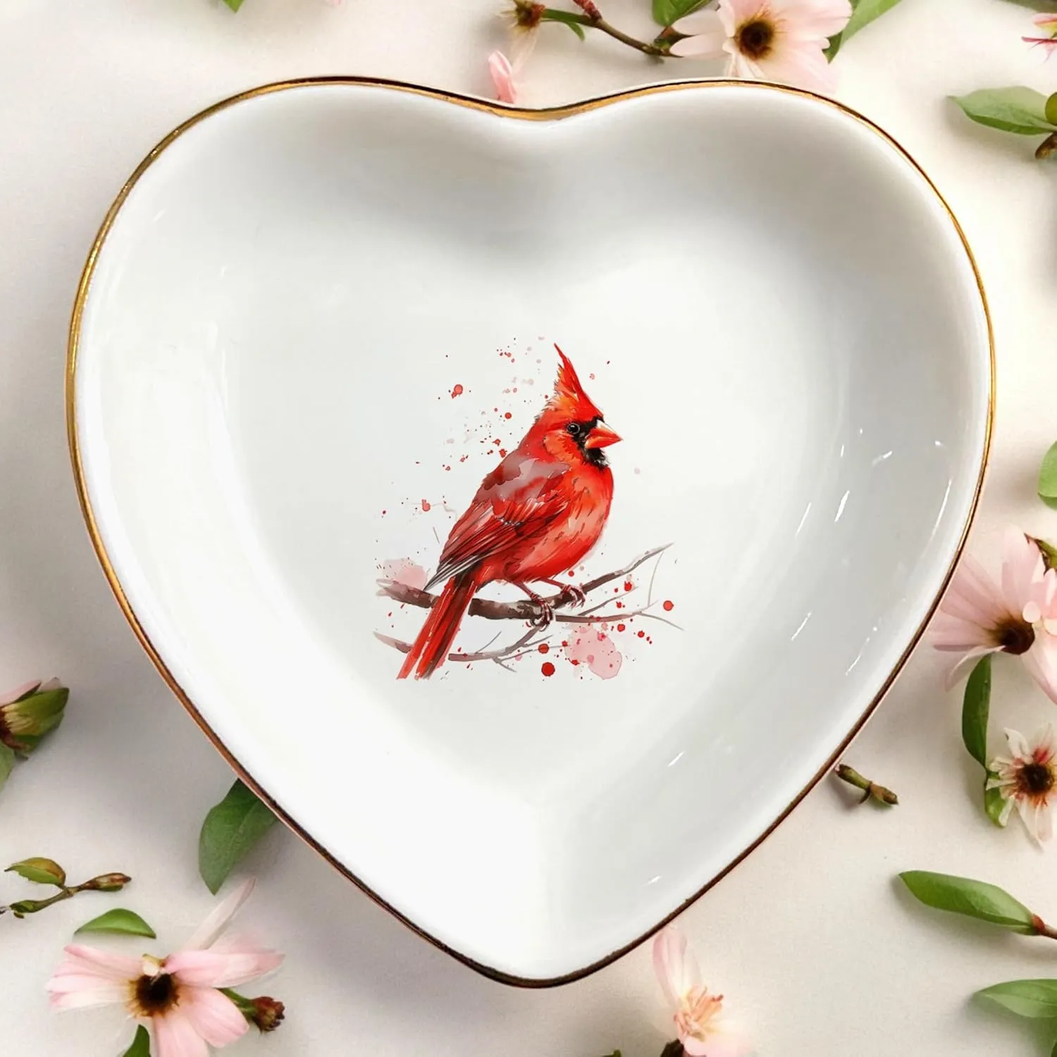 Cute Nature Animal Ring Dish - Jewelry Holder - Decorative Trinket Tray - Gifts for Animal Lover Mom Daughters Sisters Friends For Birthday, Wedding, Christmas (Cardinal)