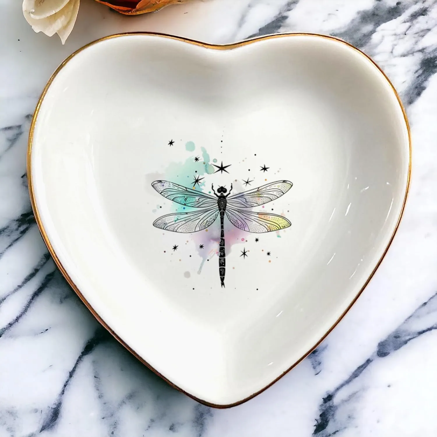 Cute Nature Animal Ring Dish - Jewelry Holder - Decorative Trinket Tray - Gifts for Animal Lover Mom Daughters Sisters Friends For Birthday, Wedding, Christmas (Dragonfly)