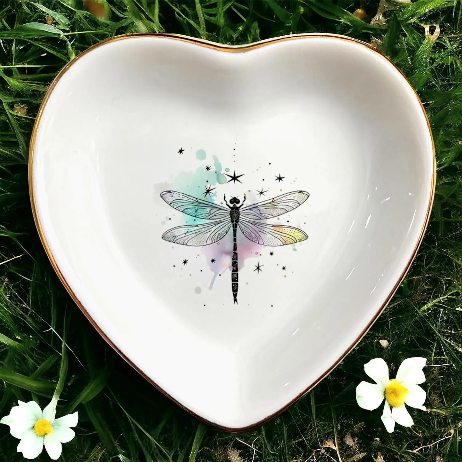 Cute Nature Animal Ring Dish - Jewelry Holder - Decorative Trinket Tray - Gifts for Animal Lover Mom Daughters Sisters Friends For Birthday, Wedding, Christmas (Dragonfly)