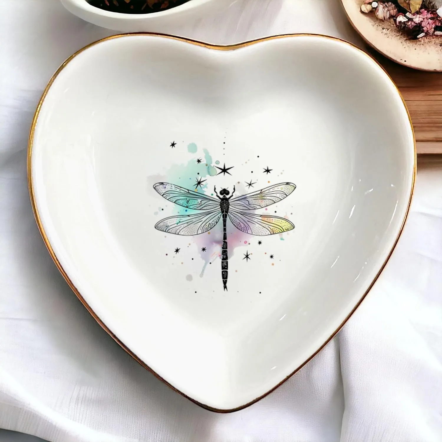 Cute Nature Animal Ring Dish - Jewelry Holder - Decorative Trinket Tray - Gifts for Animal Lover Mom Daughters Sisters Friends For Birthday, Wedding, Christmas (Dragonfly)