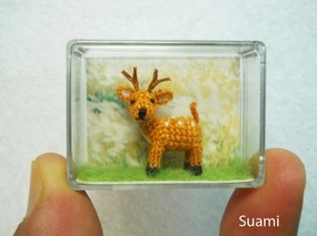Cute Fawn Buck - Teeny Tiny Crocheted Fawn Deer - Made To Order
