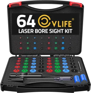 CVLIFE Bore Sight Laser Kit with 64 Adapters fit 0.17 to 12GA Calibers, Professional Green Laser Boresighter Kit for All Gun, Multiple Caliber Bore Laser Sighting Kit for Hunting Rifle Pistol Handgun