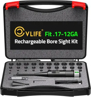 CVLIFE Upgraded Rechargeable Bore Sight Laser with 32 Adapter Kit, Professional Green/Red Laser Bore Sight Fits .17 to 12GA Calibers