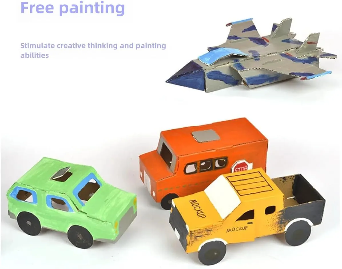 DAMENG DIY Paper Box Toys, Creative Paper Boxes, Ability Cultivation. Comes with 12-Color Paint Set. (Table Display Ambulance)