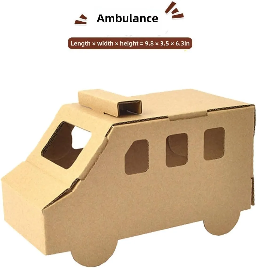 DAMENG DIY Paper Box Toys, Creative Paper Boxes, Ability Cultivation. Comes with 12-Color Paint Set. (Table Display Ambulance)