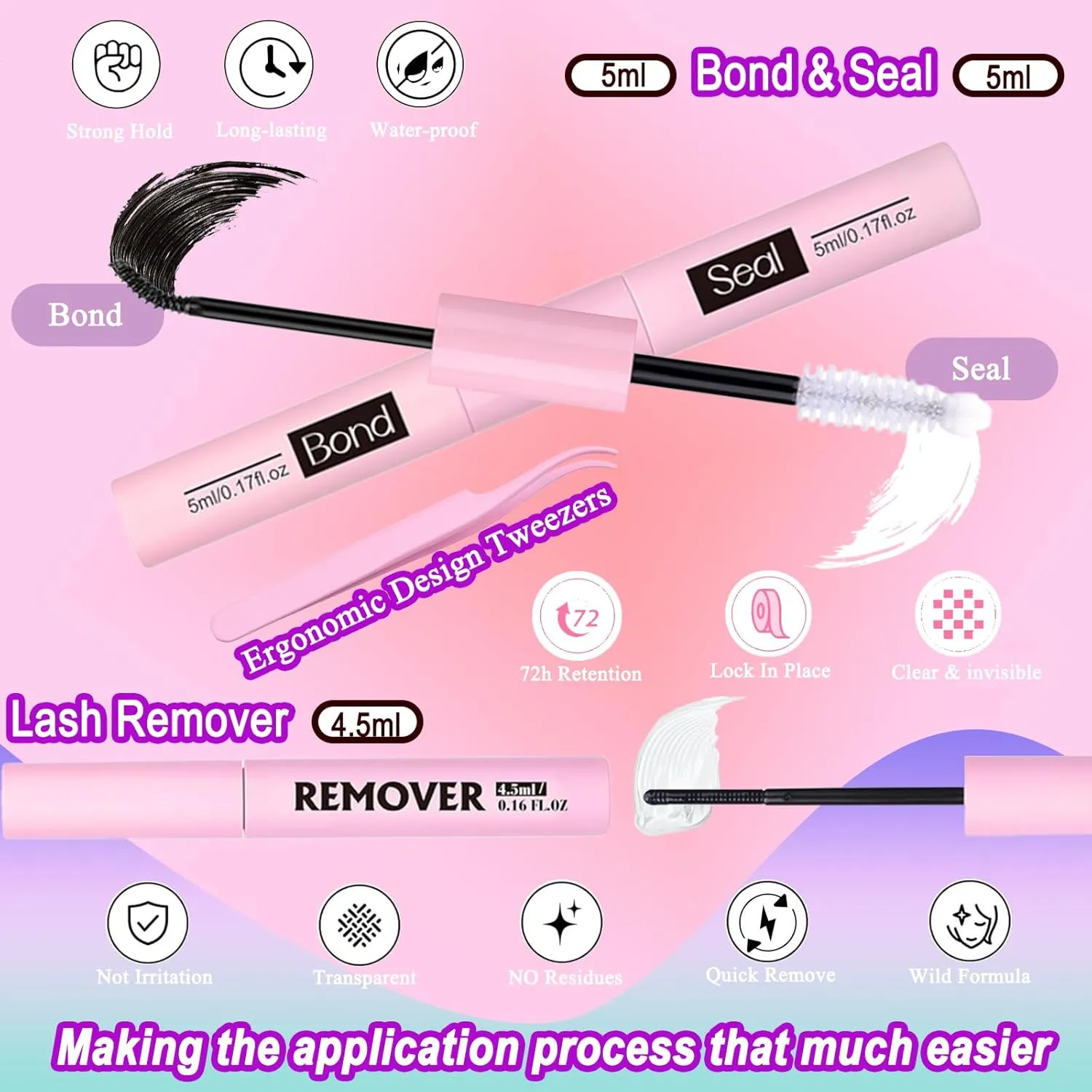 DAODER Wispy Lash Extension Kit 640Pcs Cluster Lashes Natural Look, Short Lash Clusters Kit 9-13mm 30D 40D 50D 60D D Curl Individual Lashes Kit with Lash Bond Seal Remover(30D 40D 50D 60D Kit 9-13mm)