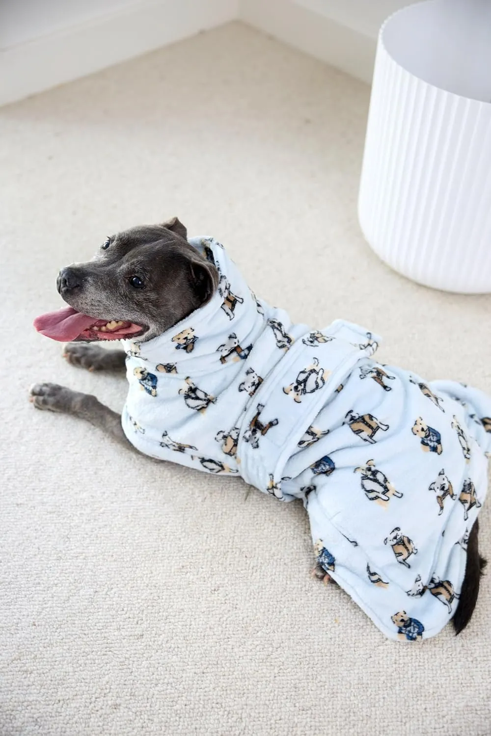 Darren & Phillip Snuggle Buddy Calming Dog Robe | Preppy Pups Ultra-Soft, Plush Robe for Dogs, Cozy & Warm Pet Bathrobe with Adjustable Fit, Body Strap Calms Dogs, Matches Women's Plush Robe