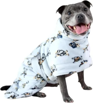Darren & Phillip Snuggle Buddy Calming Dog Robe | Preppy Pups Ultra-Soft, Plush Robe for Dogs, Cozy & Warm Pet Bathrobe with Adjustable Fit, Body Strap Calms Dogs, Matches Women's Plush Robe