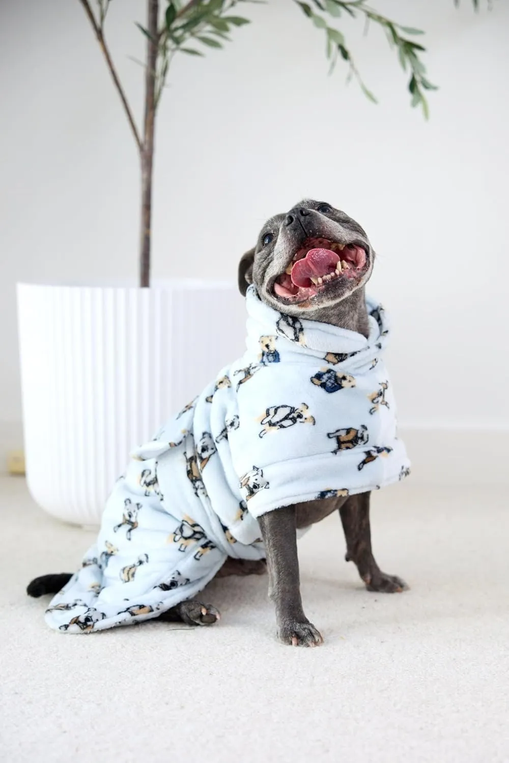 Darren & Phillip Snuggle Buddy Calming Dog Robe | Preppy Pups Ultra-Soft, Plush Robe for Dogs, Cozy & Warm Pet Bathrobe with Adjustable Fit, Body Strap Calms Dogs, Matches Women's Plush Robe