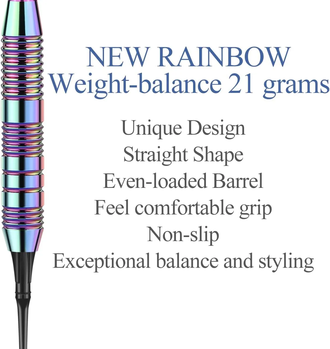 Darts Plastic Tip Set - 18g 21g Colorful Rainbow Soft Tip Darts 50 Anti-Loose O-Rings 6 Shaft (Aluminum/Nylon 45mm) 6 Durable Flights Extra 50 Soft Tips Electronic Dartboard