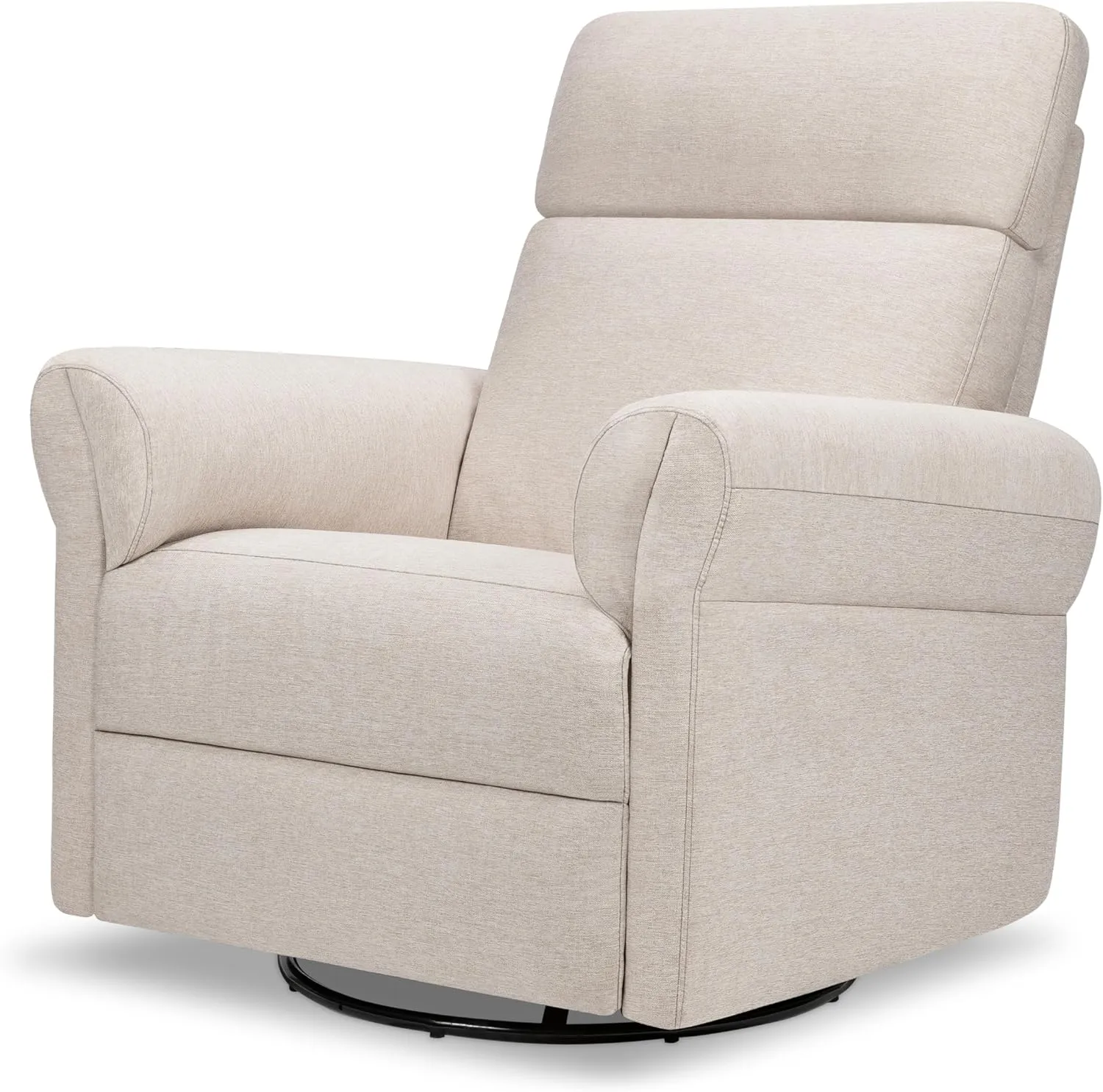 DaVinci Suzy Flex Nursery Recliner and Swivel Glider with Adjustable Headrest and Armrests, High Pillowback in Beach | GREENGUARD Gold, FSC, CertiPUR-US® Certified