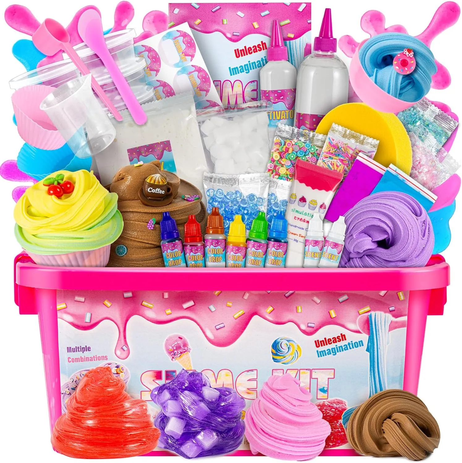 Dazzling Clear Slime Kit, Jumbo DIY Slime Making Kit to Make Sparkling, Crunchy, Jelly, Foam, Glossy Slimes, Inspire Your Creativity to Make Multiple Combinations