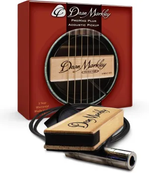 Dean Markley Pro Mag Plus XM Acoustic Guitar Single Coil Pickup, Smooth Maple Wood Design Active Soundhole Pickup Ebony Finish, Perfect String Balance and 15 Ft Low Noise for Steel-String Guitars