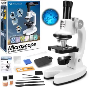 deAO Kids Microscope Kit 100X-1200X Magnification, Science Kits with LED Light, Portable Educational Toy for Ages 8-12, Beginner Science Experiment Tools