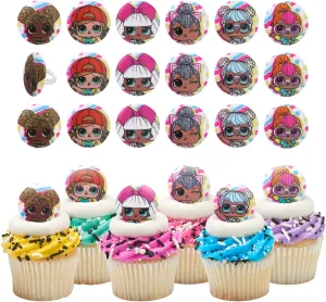 DecoPac L.O.L. Surprise! Rings, 24 L.O.L. Surprise Funseeker Cupcake Decorations Featuring 6 Different Dolls - 24 Pack