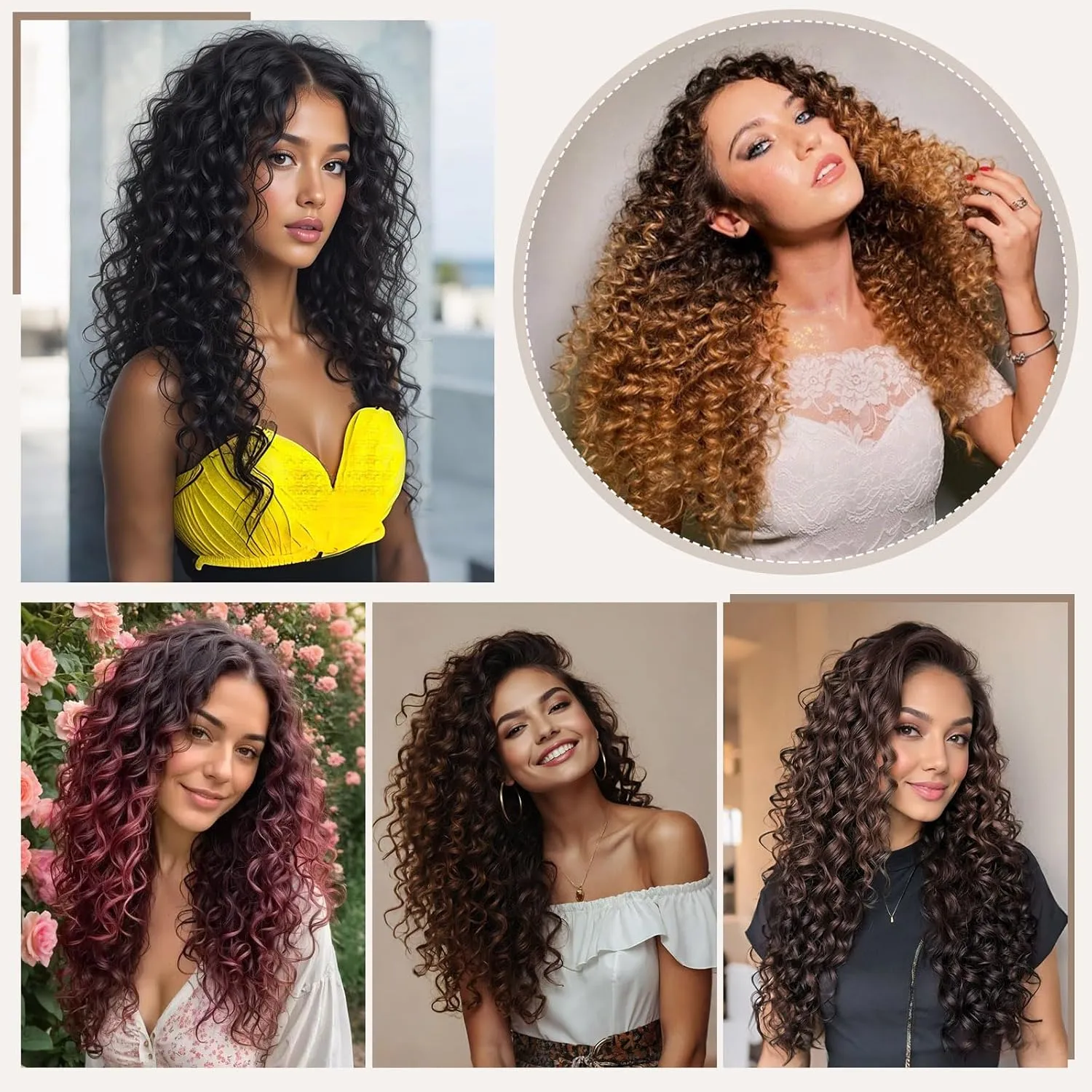 Deep Wave Clip In Hair Extension Human Hair Feeling Double Weft Hairpiece Synthetic For Women Thick Ombre Hair Extension Clips Natural Looking 24 Inch(T1B/27)