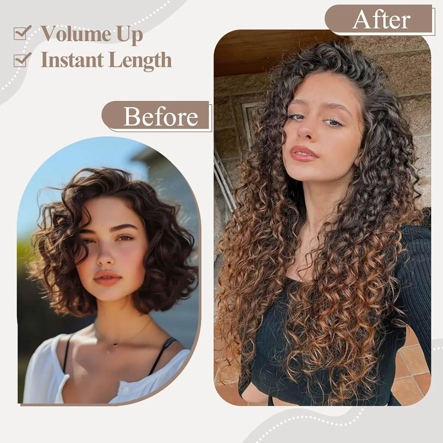 Deep Wave Clip In Hair Extension Human Hair Feeling Double Weft Hairpiece Synthetic For Women Thick Ombre Hair Extension Clips Natural Looking 24 Inch(T1B/27)