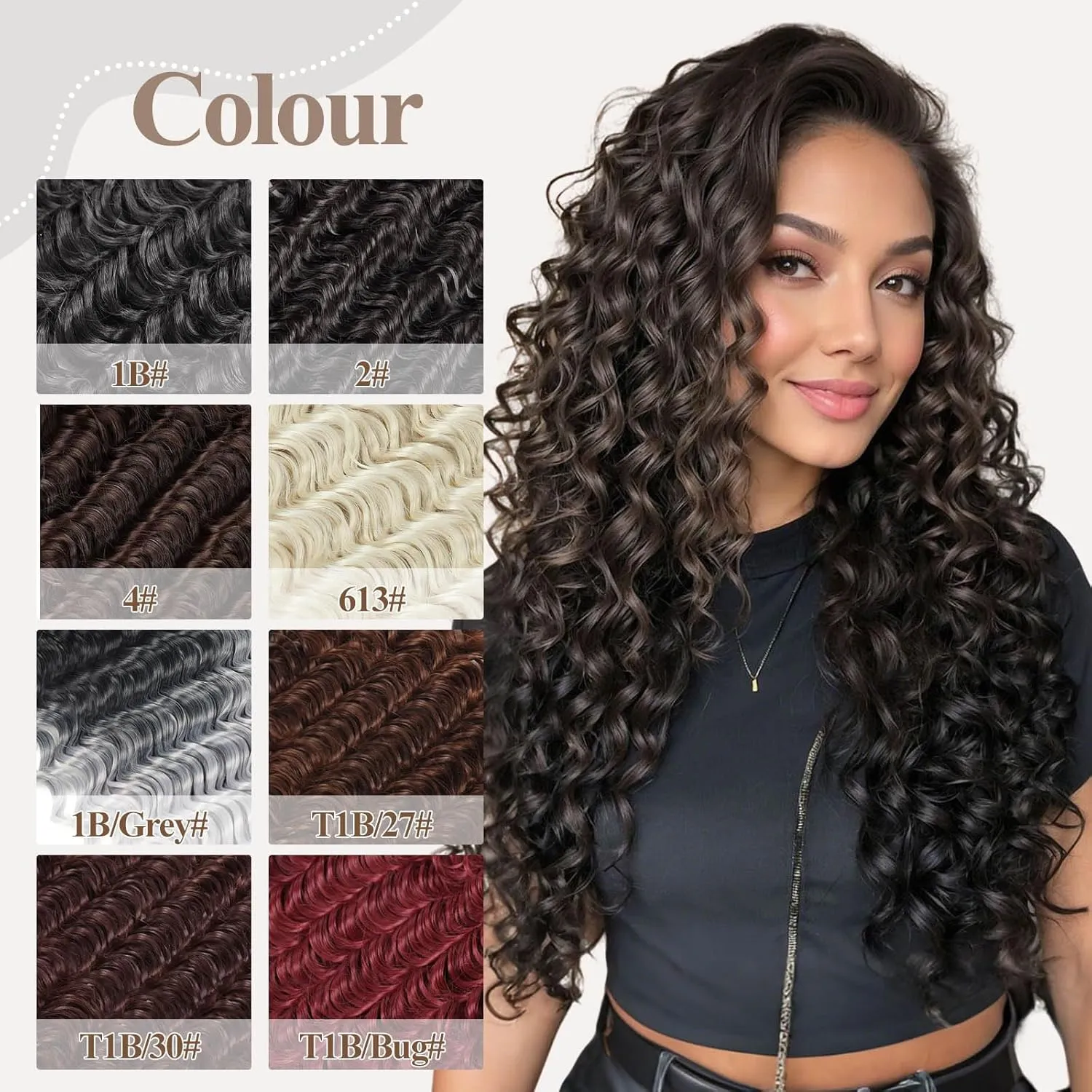Deep Wave Clip In Hair Extension Human Hair Feeling Double Weft Hairpiece Synthetic For Women Thick Ombre Hair Extension Clips Natural Looking 24 Inch(T1B/27)
