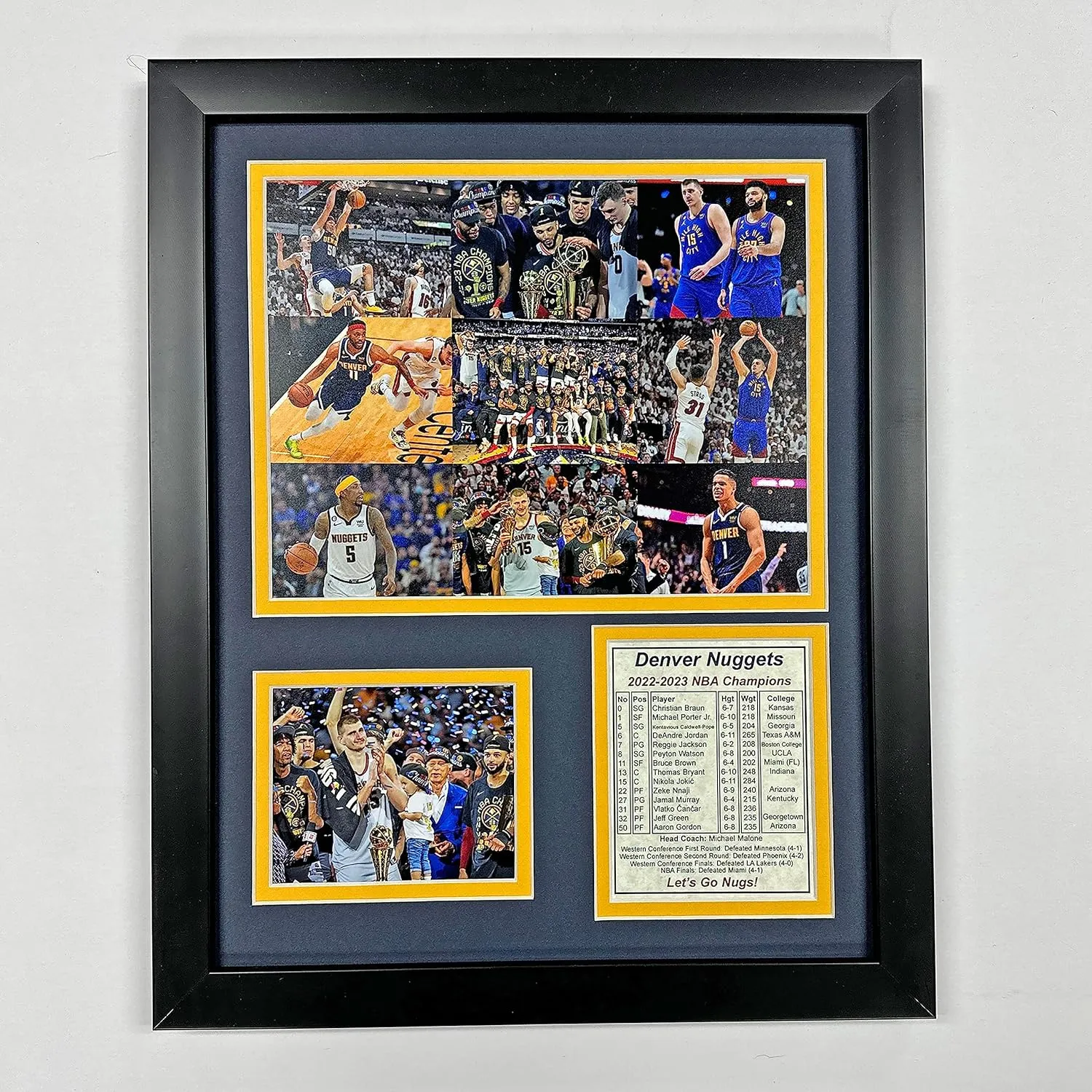 Denver Nuggets | 2022-2023 NBA Champions | Framed Photo Collage | 2 Sizes and Styles | (Mosaic, 12"x15")