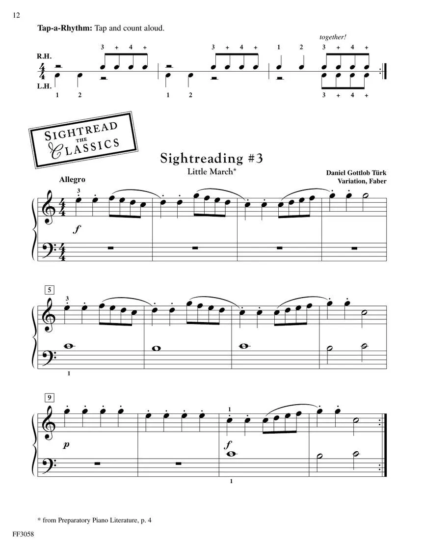 Developing Artist Preparatory Piano Sightreading