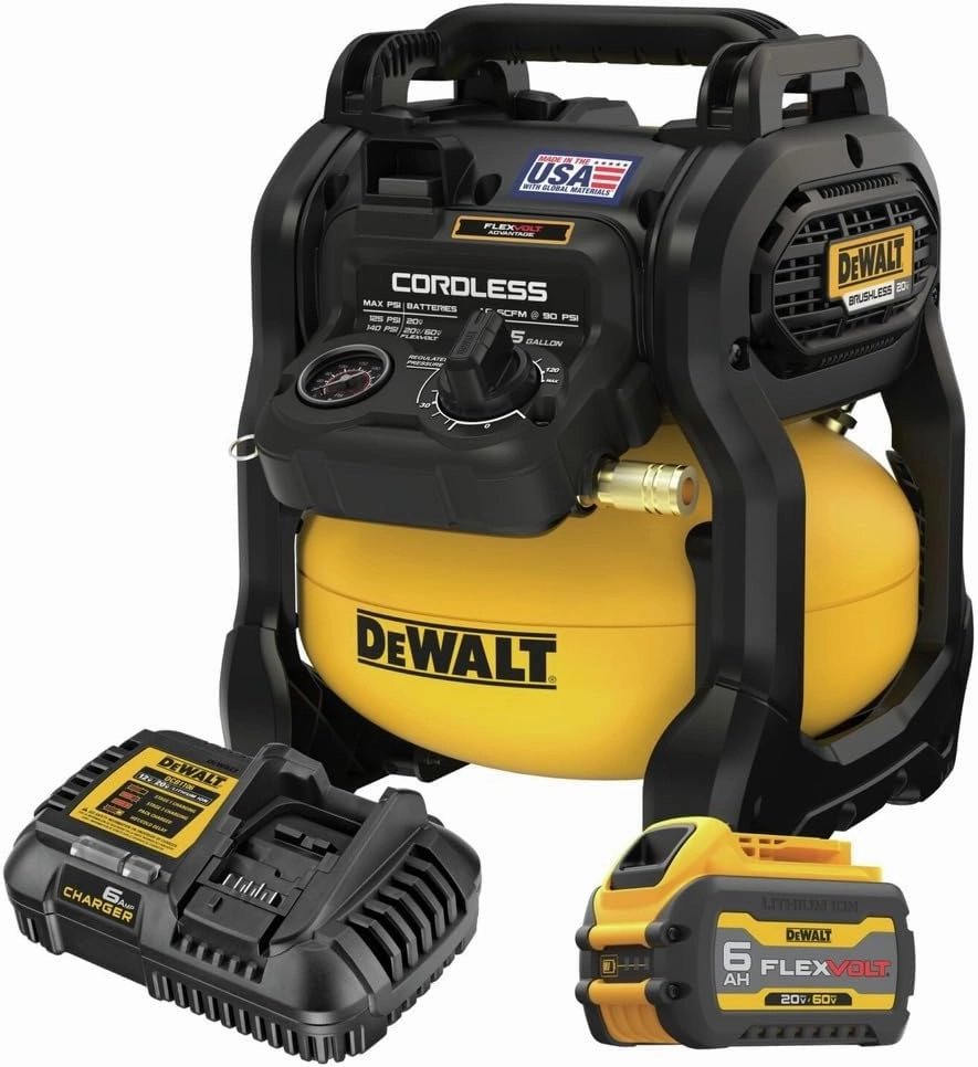 DEWALT 20V MAX* Portable Cordless Air Compressor Kit, 2.5 Gallons, 140 PSI, Brushless with Battery & Charger (DCC2520T1)