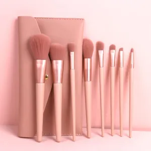 DFHBFG 8 Makeup Brush Set Soft Wood Handle Loose Brush Concealer Brush Eyeshadow Brush Full Set Makeup Brush(D)(As shown,Black)