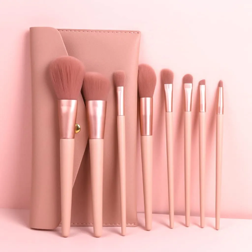 DFHBFG 8 Makeup Brush Set Soft Wood Handle Loose Brush Concealer Brush Eyeshadow Brush Full Set Makeup Brush(D)(As shown,Black)