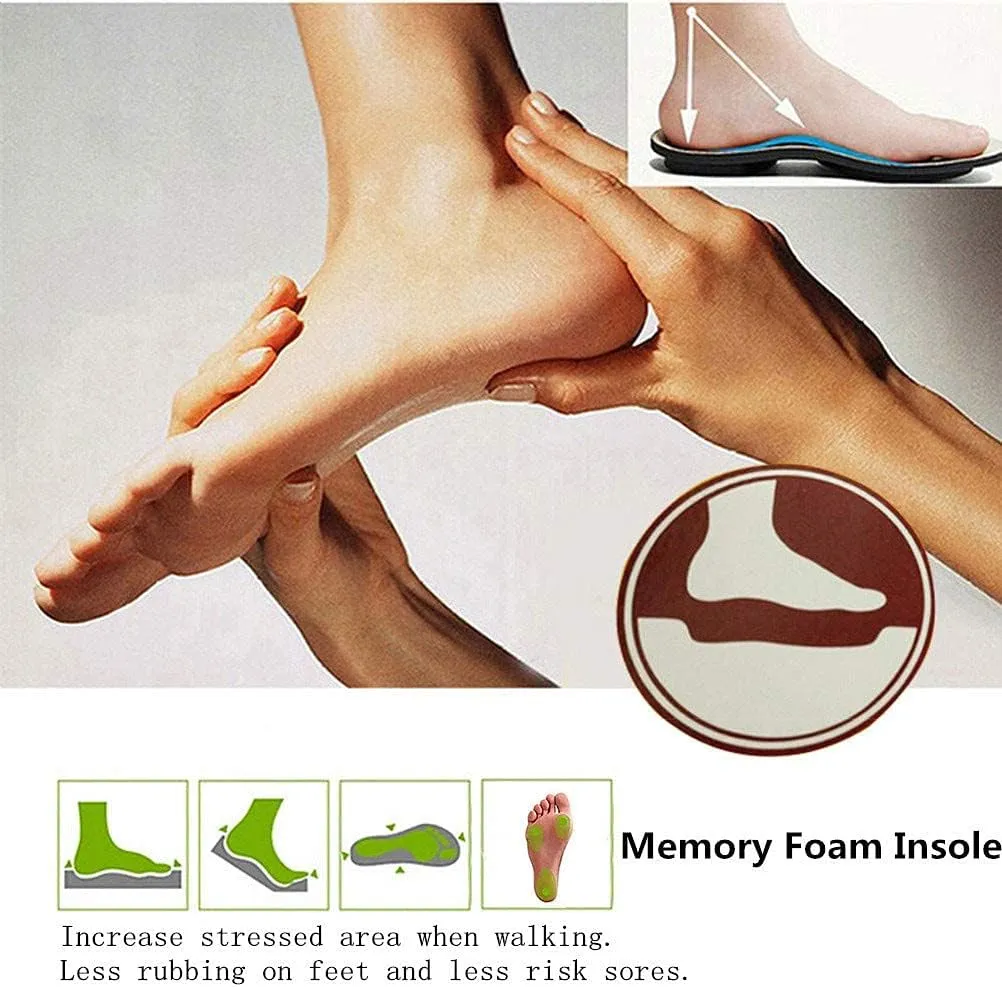 Diabetic Shoes for men, Adjustable House Shoes Warm Plush Fleece Comfortable Non-Skid Relief for Wide Swollen Feet, Elderly, Diabetes, Swelling, Edema, Arthritis