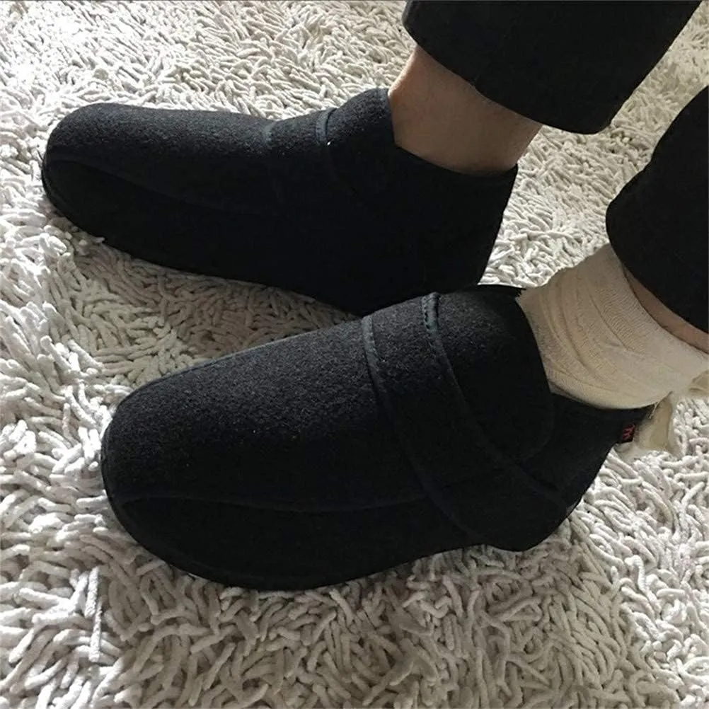 Diabetic Shoes for men, Adjustable House Shoes Warm Plush Fleece Comfortable Non-Skid Relief for Wide Swollen Feet, Elderly, Diabetes, Swelling, Edema, Arthritis