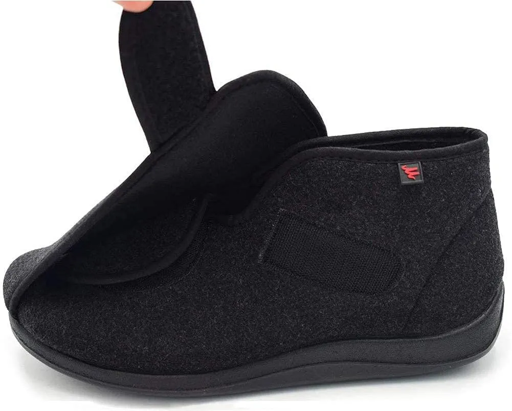Diabetic Shoes for men, Adjustable House Shoes Warm Plush Fleece Comfortable Non-Skid Relief for Wide Swollen Feet, Elderly, Diabetes, Swelling, Edema, Arthritis